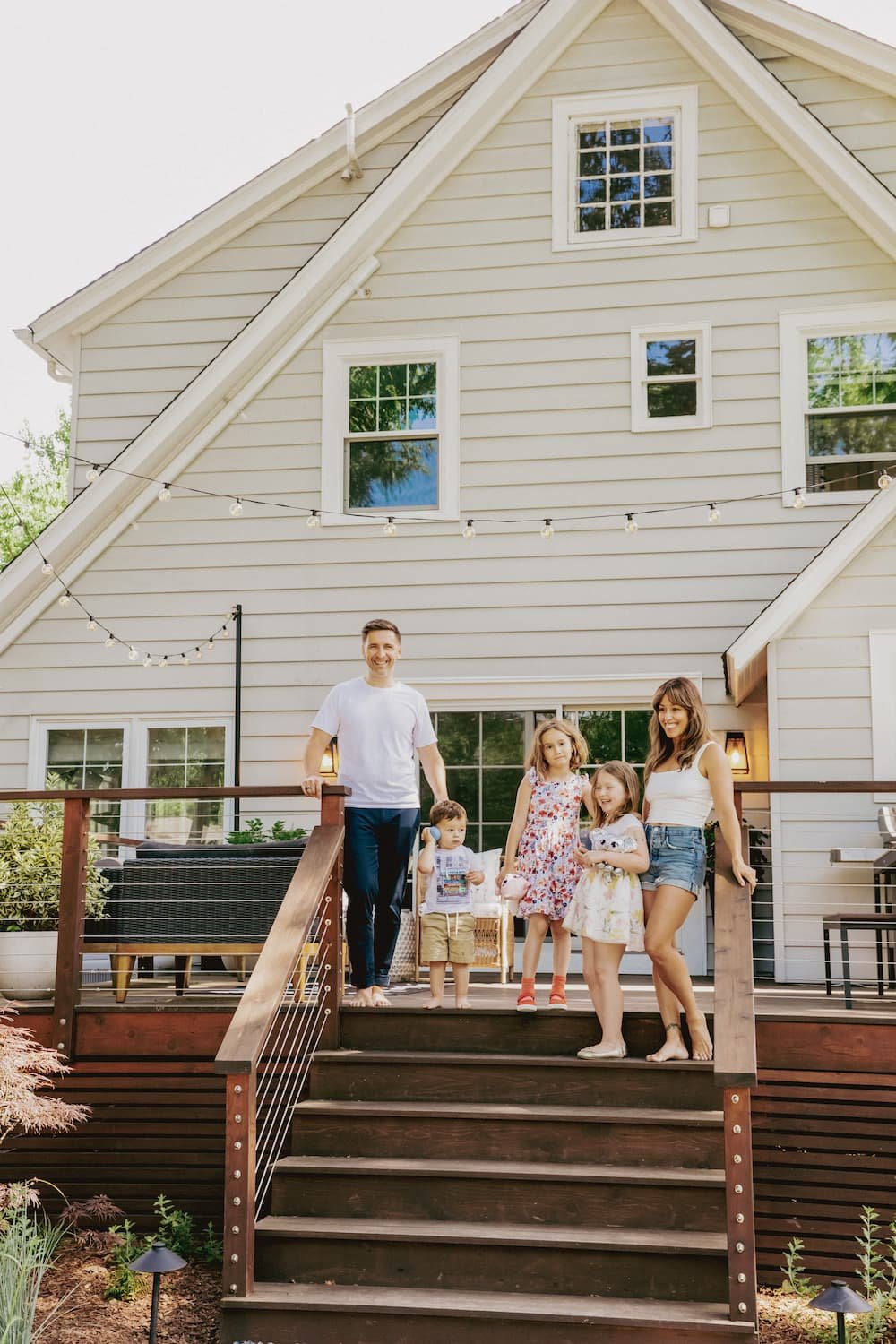 happy new jersey family on their back deck