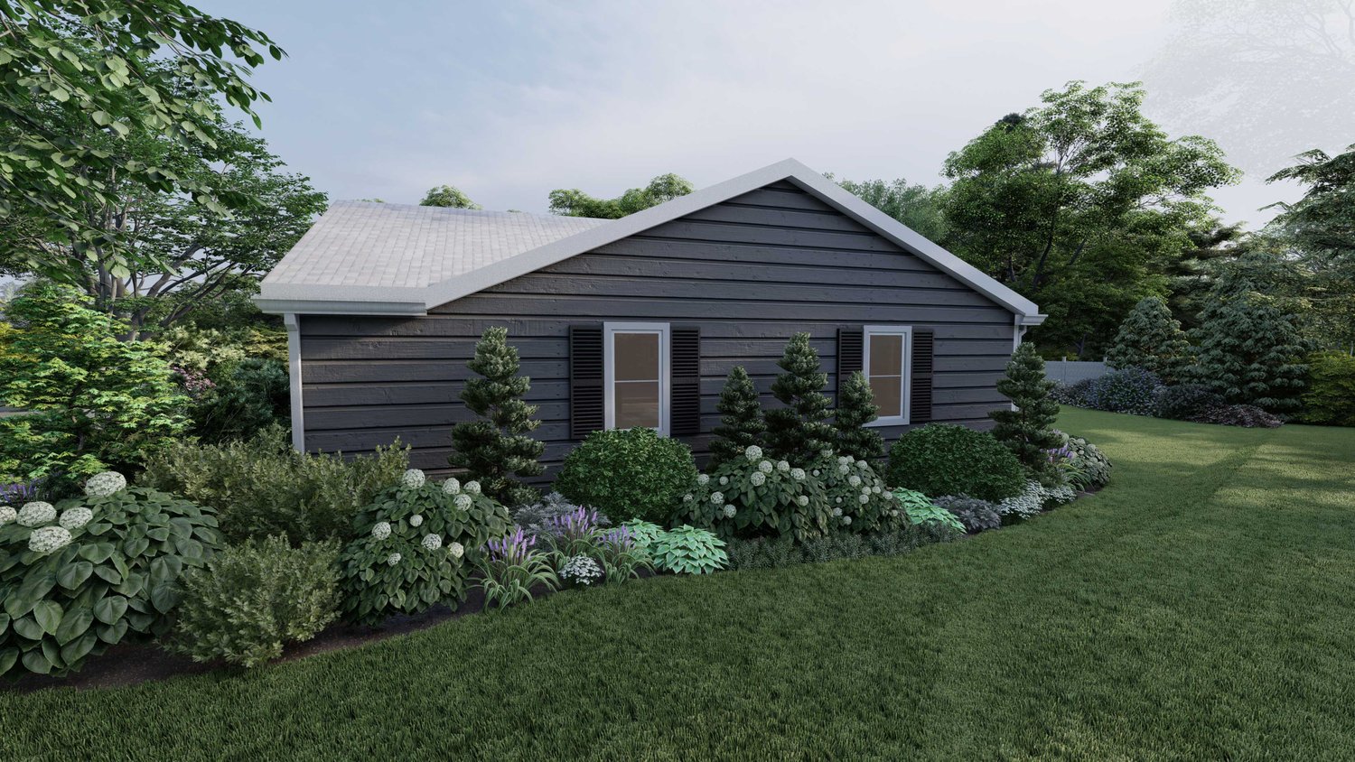 Joliet yard with beautiful lawn and plants